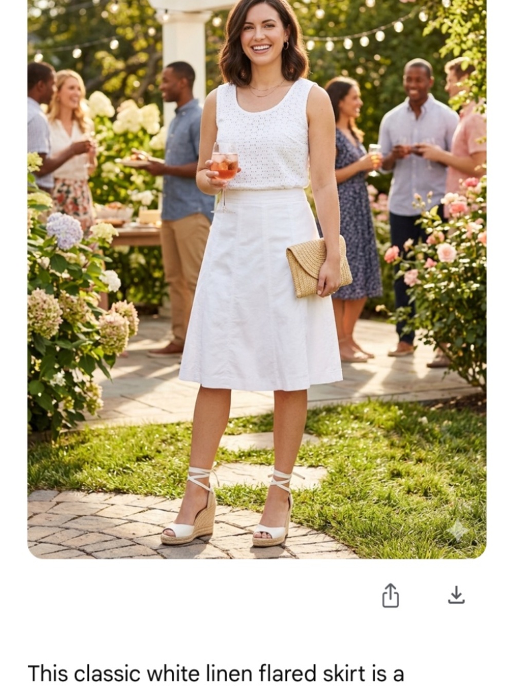 NWT WHITE HOUSE BLACK MARKET 8 WHITE LINEN FLAIR SKIRT $68.00
